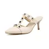 25 Sandalias de Remaches de Exportación de Fábrica Punta Fina Punta Tacón de Aguja Sandalias Exteriores Transfronterizas Talla Grande Aliexpress Dropshipping