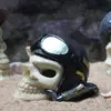 Acuario Tanque de Peces Calavera Decoración de Paisajismo Casa de Cría Escondite Escalada Caja para Mascotas Escenario Pirata con Sombrero Estilo Caliente