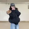 Chaqueta de Algodón con Capucha de Moda para Mujer, Otoño e Invierno Cálida Versátil Holgada Casual Retro Marca de Moda Chaqueta Puffer para Hombre