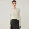 Outono/Inverno 2026 Novo Suéter Feminino Slim de Lã Grossa com Gola Polo de Cashmere, Peça Básica de Estilo Elegante
