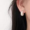 Pendientes franceses retro con perla y diamante en forma de C, modernos, sencillos y combinables.