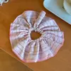Uau, super fofo~ Scrunchie listrado rosa de menina fofa, elástico de cabelo 2026 novo para mulheres prender o cabelo