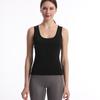 Colete preto feminino casual, leve, de nylon, modelador, para yoga, fitness, respirável, confortável, esportivo, à prova de choque