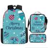 Mochila de Natal Natalina Transfronteiriça Estampada Estudante do Ensino Fundamental Mochila Escolar Pasta Estojo Amazon Daifa
