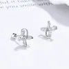 Aretes de Hilo de Molino de Viento para Mujer Plata de Ley 925 Diseño Personalizado Sentido de Diseño Molino de Viento Zirconia Hélice de Oreja Hueso de Oreja Clavo Ins Joyería de Oreja Elegante