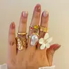 Anel Aberto Exagerado Personalizado Mais Vendido no Exterior Moda Floral Barroco Forma Irregular Anel de Combinação para Empilhar