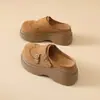 Medias Pantuflas Cerradas de Cuero Suave con Suela Gruesa para Mujer, Adecuadas para Usar al Aire Libre en Primavera y Verano, Nuevos Zapatos Versátiles sin Cordones Estilo Birkenstock, Talla Pequeña 33