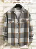 Camisa de Franela a Cuadros Cepillada de Manga Larga Ajustada de Venta Caliente Otoño e Invierno 2024 para Hombre