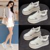 Sapatos Casuais Leves com Solado Grosso, Aumentadores de Altura e Solado Macio para Mulheres, Novo Estilo Outono 2025, Sapatos com Strass, Tênis Brancos