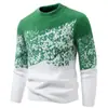 Suéter Jacquard de Piel Sintética de Visón Nuevo para Hombre Otoño e Invierno Bloque de Color Transfronterizo Cuello Redondo Jersey de Punto Camisa Versátil de Capa Base Hombre