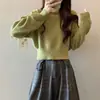 Nuevo Suéter de Punto Estilo Coreano Otoño/Invierno 2026 Versátil Elegante Color Sólido Rejuvenecedor Adelgazante Corto de Alta Calidad Suéter Pulóver para Mujer