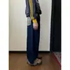Jeans com Design de Retalhos Xadrez Americano para Homens 2024 Primavera e Outono Novos Calças Longas Soltas Tendência High Street