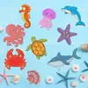 Artesanía oceánica de madera sin terminar, decoraciones de madera en blanco para pintura DIY infantil, escuela en casa y decoraciones para fiestas