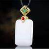 Colgante de Marca de Seguridad de Jade Blanco de Jade Seda Dorada de Xinjiang para Hombres y Mujeres, Marca de Jade, Colgante de Jade al por Mayor, Suministro de Transmisión en Vivo