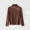 Nueva Camiseta Básica de Color Sólido de Media Altura para Mujer, Primavera y Otoño, para Llevar por Dentro y por Fuera, Top Adelgazante y Cálido