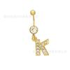 Nuevo estilo europeo y americano para ombligo, colgante con letras, 26 letras inglesas, oro, incrustado con diamantes, piercing para ombligo, joyería