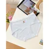 Talla grande a335 # Calzones de algodón para mujer de tiro medio con oso dulce y ribete de volantes, calzoncillos de algodón antibacterianos