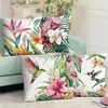 Flores y Pájaros en el Verano Tropical, Flores de Hibisco, Funda de Almohada Temu Transfronteriza, Funda de Almohada para Oficina y Dormitorio