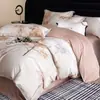 Conjunto de cama de quatro peças 100% algodão, algodão de fibra longa de Xinjiang, estampado digitalmente, capa de edredom estampada 100% algodão, lençol de cama e conjunto de cama