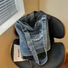 Bolso bandolera grande de mezclilla lavado cepillado con flecos para mujer, bolso casual de un solo hombro para mujer, bolso de mano para estudiante, bolso de mano para commuting