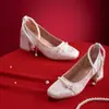 Zapatos Mary Jane Bordados 2023 Primavera Baile Estilo Francés Nuevo Noche Tacón Grueso Zapatos de Salón Elegantes Tacones Altos Mujer Estilo de Noche