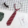 Camisa com Gravata Vermelha para Mulheres jk Estilo Japonês Estudante Estilo Preppy Listrada Decorativa dk Gravata Preguiçosa Sem Nó Fácil de Puxar