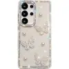 Funda de Teléfono Mariposa Brillante Diamante Imd Perla Adecuada para Apple 17 Nicho 16E/15 Estilo Femenino 13/14 Moderna 16