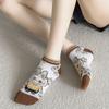 Calcetines de Algodón Peinado para Mujer, Estilo Transfronterizo, Calcetines Coreanos, Dibujos Animados Japoneses Lindos Versátiles Calcetines con Tirador, Calcetines Cortos, Algodón Puro Lindo