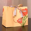Bolsas de Regalo para el Festival de Mediados de Otoño, Bolsos Florales de Lujo Ligero, Bolsas de Embalaje de Cartón Blanco, Bolsos Listos para Usar, Bolsas de Papel de Recuerdo
