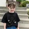 Camiseta Versátil de Algodão Puro para Meninas Manga Curta Top de Verão 2026 Nova Estilosa Camiseta Básica para Bebê Menina Camiseta de Verão