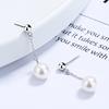 Pendientes de borlas de perla de plata esterlina para mujer, sencillos, coreanos, de longitud media, de hada s925, joyería de moda Dongdaemun