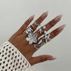 Conjunto de Anéis de Concha de Vento Marinho Cruzado Europeu e Americano Estilo Ins Flor de Metal Anel Aberto para Dedos para Mulheres