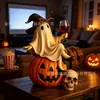 Nuevo producto transfronterizo Fantasma con una Copa de Vino Estatua de fantasma de resina de Halloween sosteniendo un adorno de copa de vino