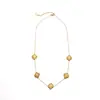 Collar Popular Transfronterizo de Lote Flor de Cuatro Hojas Oro de 18 Quilates No se Desvanece Trébol Lujo Accesible Cadena de Clavícula de Gama Alta Set