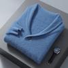 25 Otoño/Invierno Nuevo Estilo Solapa Suéter de Visón para Hombre Casual Negocios Grueso Jersey Cachemira Tejido Camiseta Base Top