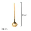 Cuchara Pequeña Redonda de Acero Inoxidable 13cm Creativa Cuchara para Café y Postre con Mango Largo y Logo Personalizable, Cuchara Pequeña Redonda para Remover