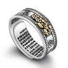 Anillo de plata tailandesa estilo nacional Sutra del Corazón Valiente personalidad apertura anillo para hombre chicos retro Plata Marea dedo índice para hombre al por mayor