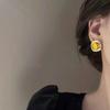 "Esmalte del Crepúsculo" Retro Nicho Combinan con Todo Sentido de Alta Gama Amarillo Ámbar Pendientes de Cristal Pendientes con Clip de Silicona para Oreja Femenina