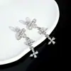 Pendientes de Mariposa con Aguja de Plata de Nuevo Estilo para Mujer, Lujo Ligero, Simples y de Alta Gama, Pendientes Largos con Borlas, Pendientes y Colgantes de Oreja Exquisitos