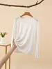 Camiseta de Manga Larga con Lunares Nueva Otoño 2026 para Mujer Cuello Redondo Ajustada Favorecedora Capa Base Ropa Interior Top Retro