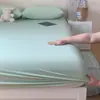 Nueva sábana bajera de color sólido tipo 165A de nailon-spandex con efecto refrescante tipo piel de hielo, sábana bajera individual con efecto refrescante, juego de cama adecuado para todas las estaciones