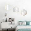 Espejo DIY al por mayor, Espejo colgante simple y elegante con borde dorado, Juego de tres piezas, Espejo de baño y tocador DIY autoadhesivo al por mayor del fabricante