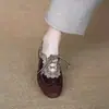 Zapatos de cuero retro estilo británico con cordones y encaje tallado para mujer, nuevos 2026 verano versátiles estilo old money mocasines de tacón bajo