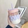 Estilo Coreano Estilo ins Dibujo Animado Lindo Vaso Pequeño Fresco con Portátil Chica Alto Sentido para Beber Copa de Alto Borosilicato