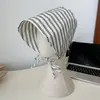 Chapéu de Pescador Feminino de Verão Chapéu Listrado Francês com Aba Larga Mostrando o Rosto, Chapéu Balde Pequeno Versátil que Cobre o Rosto, Chapéu Viseira de Proteção Solar