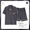 Pijama Masculino de Verão Algodão Puro Manga Curta Shorts Cardigan 5XL Tamanho Extra Grande Jovem Fino Solto Conjunto para Casa