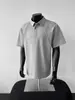 Camisa Polo Masculina Estilo Americano com Ombros Retos e Manga Curta, Camiseta Juvenil Pesada de Verão com Gola Polo e Mangas Raglan de Três Quartos, Top Tendência