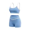 Conjunto Deportivo de Bloques de Color Estilo Europeo y Americano para Mujer, Sujetador Deportivo Transpirable de Secado Rápido para Correr al Aire Libre, Conjunto de Dos Piezas de Yoga de Cintura Alta Levanta Glúteos