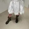 Hebilla de Cinturón Vintage Botas de Lona y Piel de Vaca de Media Pantorrilla para Mujer, Nuevo Estilo Primavera 2026 Botas Vaqueras Western de Tacón Grueso, Botas Arrugadas