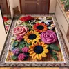 Alfombra Absorbente para Baño de Tierra de Diatomeas con Flores Artificiales en Stock Transfronteriza, Alfombra Decorativa para Entrada del Hogar, Felpudo de Fácil Cuidado
